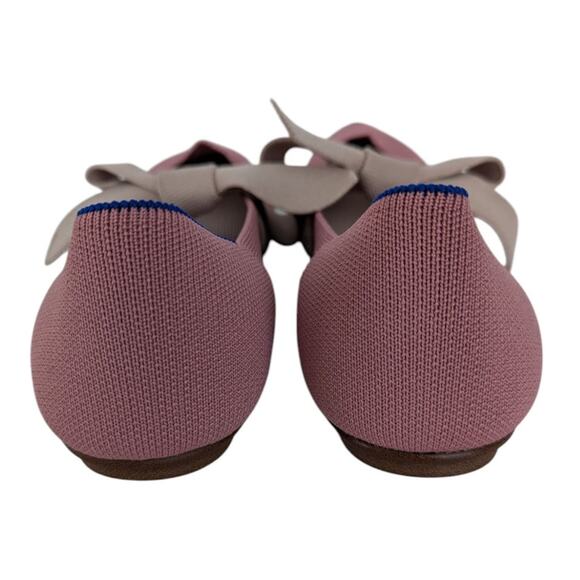 Rothys Pink Rosebud Point Toe Mary Jane Knit Bow Ballet Flats Size 9.5 - Picture 4 of 11